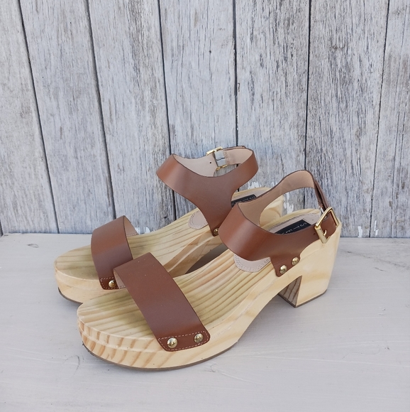 Steven By Steve Madden Shoes - Steven By Steve Madden Womens Leather Platform Fabee Clog Sandals Cognac Size 9